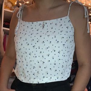 White floral tie Brandy Melville Tank Top